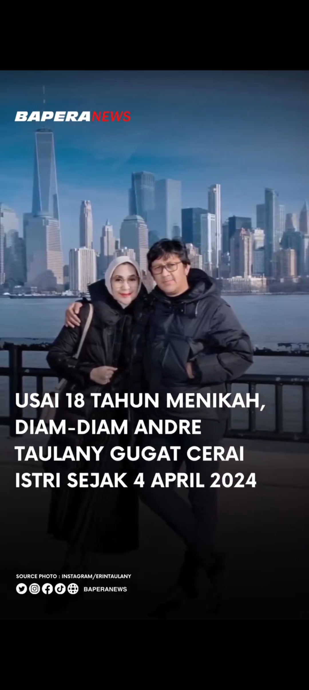 Andre Taulany saat masih mesra bersama Erin, sang istri yang momen tersebut diunggah di akun media sosialnya.