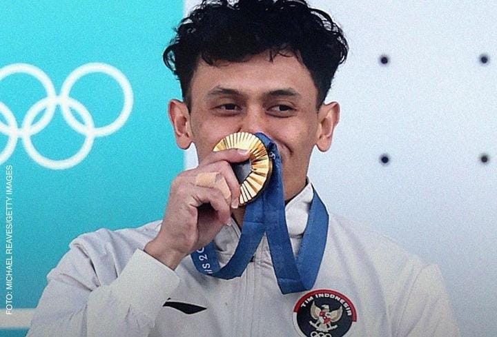 Veddriq Leonardo berhasil raih medali emas pertama di Olimpiade Paris 2024 yang dilaksanakan di Le Bourget Climbing Venue.
