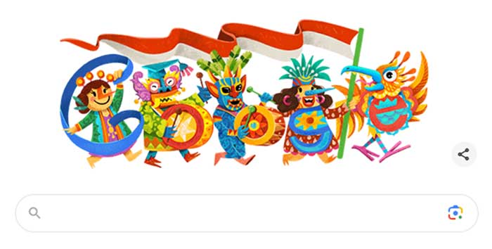 Google Doodle 17 Agustus 2024 menampilkan 5 karakter ikonik untuk memperingati Hari Kemerdekaan Republik Indonesia.