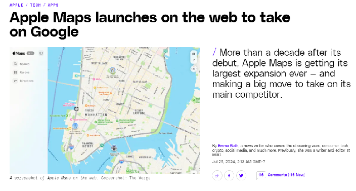 Apple Maps yang sudah bisa diakses melalui browser.