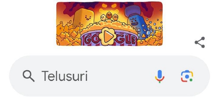 Tampilan Google Doodle edisi Popcorn hari ini.