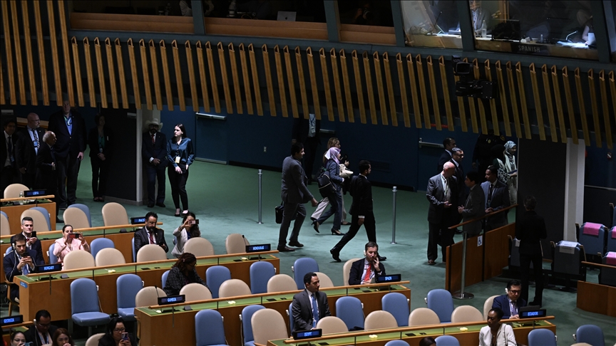 Aksi walk out sejumlah peserta PBB saat PM Israel Netanyahu berpidato.