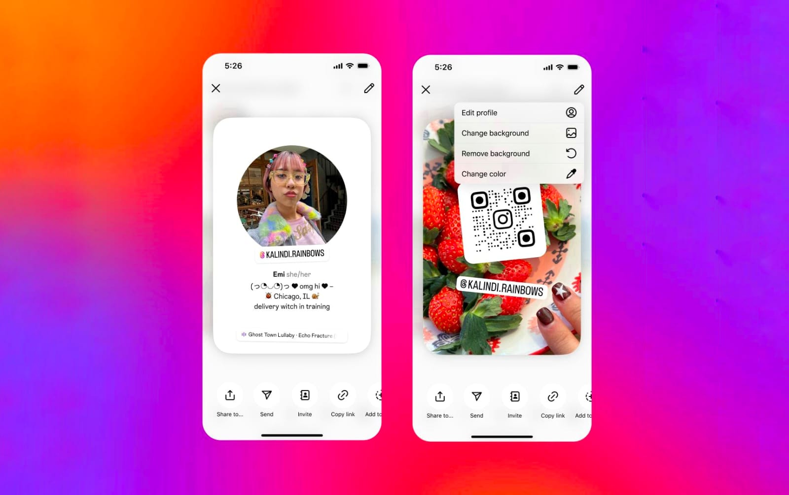 Kartu profil Instagram, yang merupakan fitur baru.
