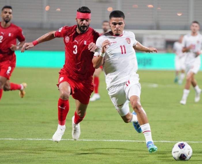Pertandingan leg pertama antara Indonesia vs Bahrain.