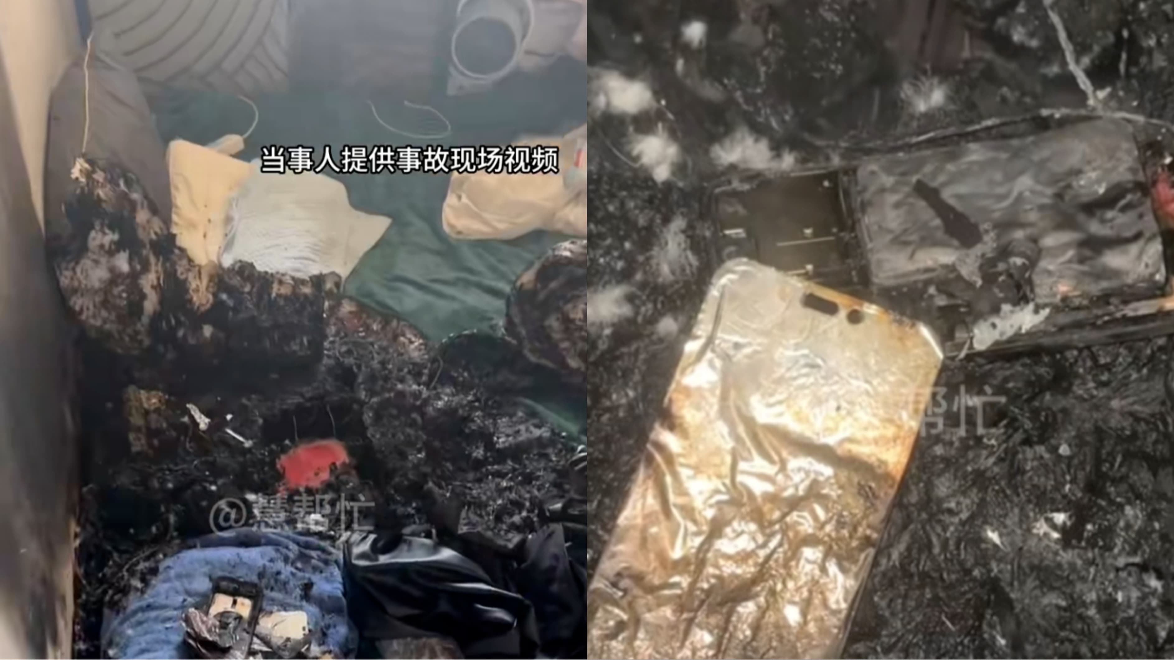 Kondisi iPhone 14 Pro Max yang meledak saat dicharge.