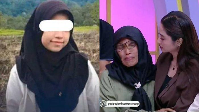 Si gadis gorengan Nia semasa hidup, foto kiri saat keluarga diwawancara televisi.