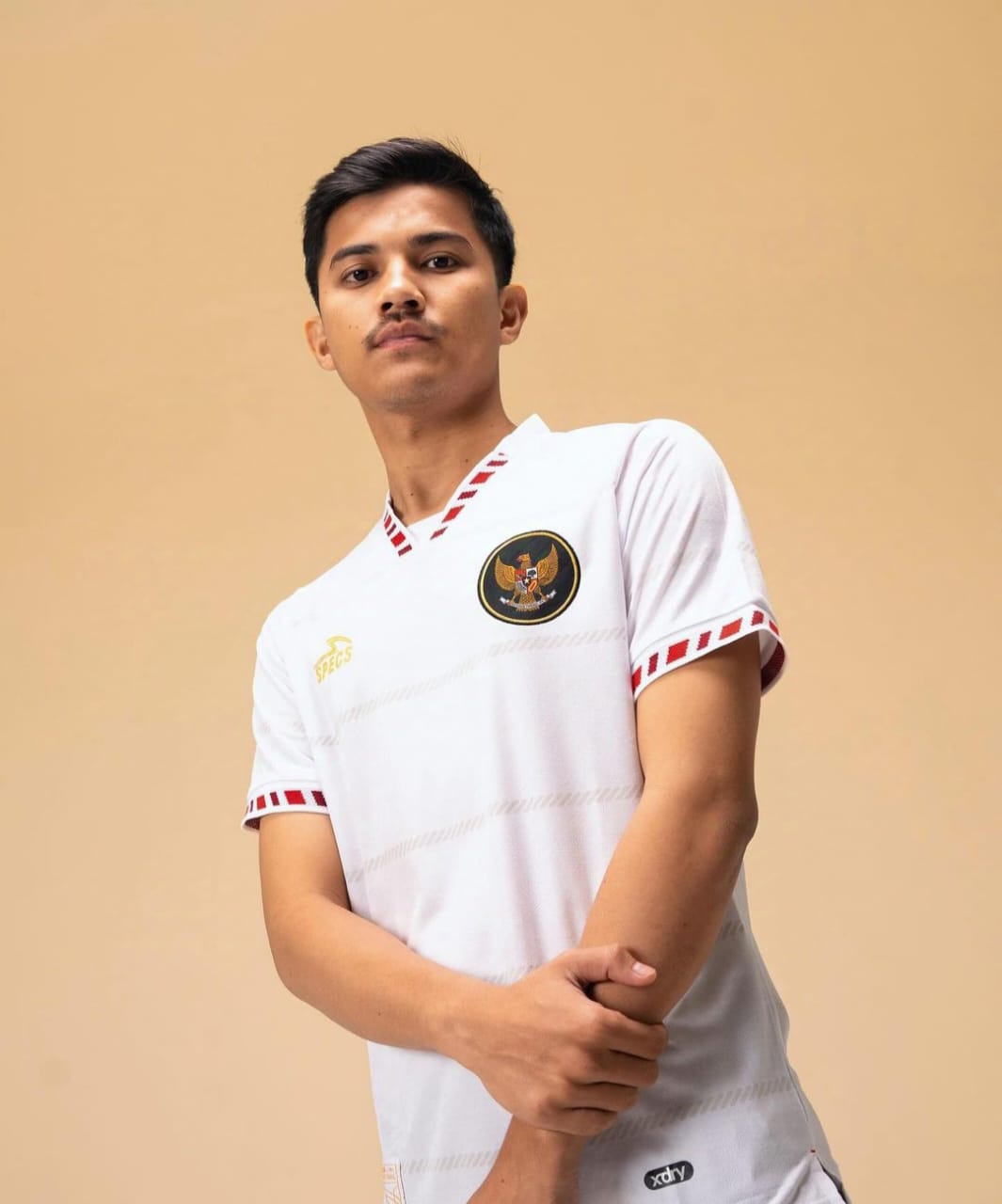 Jersey putih Timnas Futsal Indonesia.
