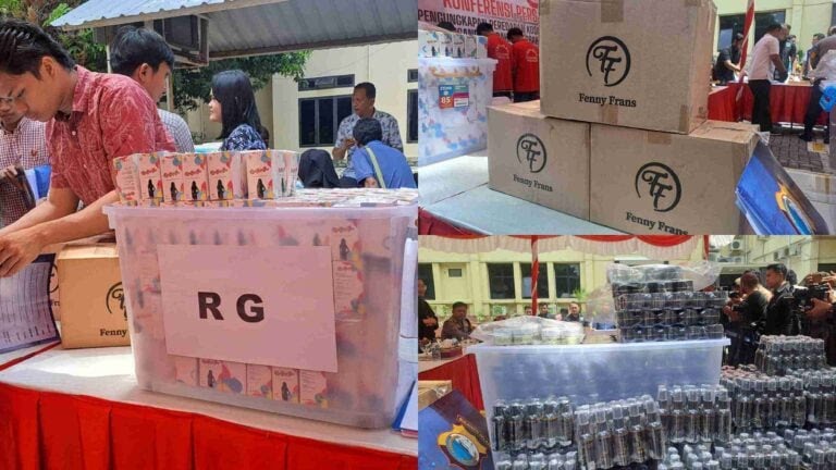 Barang bukti kosmetik bermerkuri yang disita kepolisian.