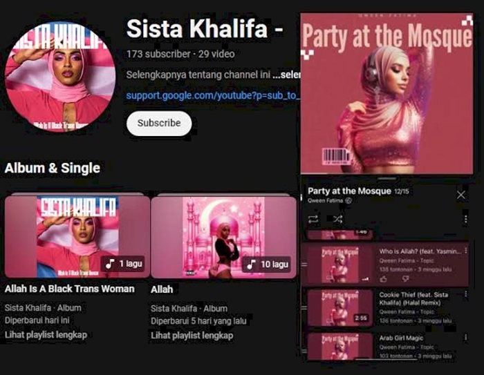 YouTuber Sista Khalifa yang isinya diduga menghina umat Islam.