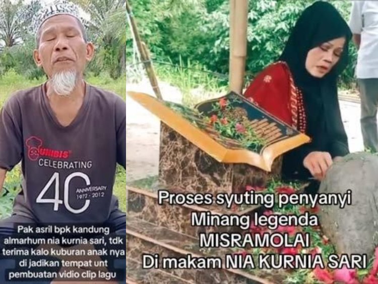 Makam Nia, penjual gorengan yang jadi korban pembunuhan dijadikan lokasi syuting video klip.