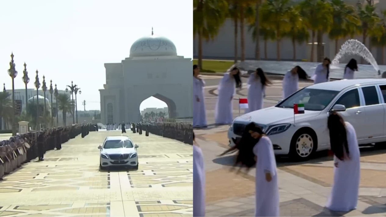 Momen Unik: Sambutan Wanita Berjejer Kibaskan Rambut untuk Prabowo di UEA