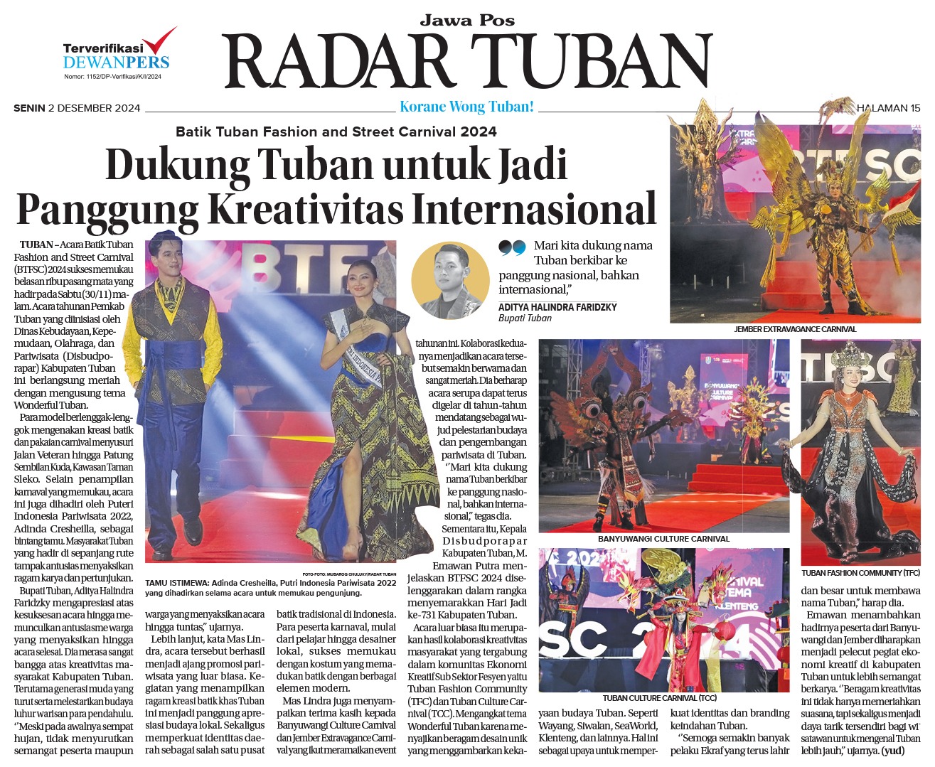 Disbudporapar - Batik Tuban Fashion Carnival 2024.
