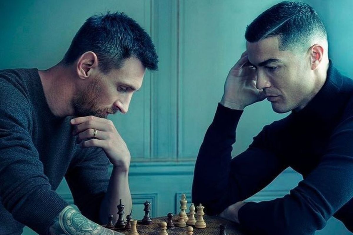 Ilustrasi Lionel Messi dan Cristiano Ronaldo.
