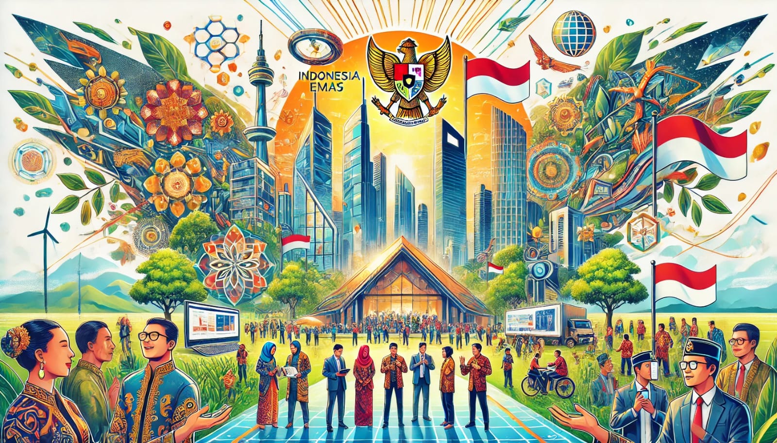 Ilustrasi Indonesia Emas dibuat oleh AI.