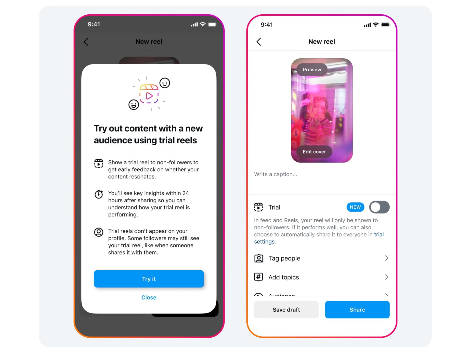 Penampakan fitur baru instagram "Trial Reels"