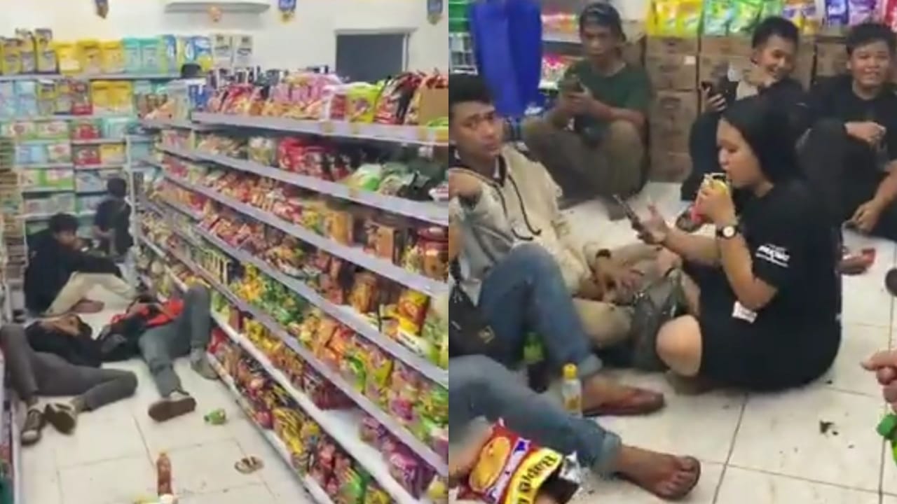 kolase foto  klub motor City Bike Nganjuk numpang beristirahat di Indomaret