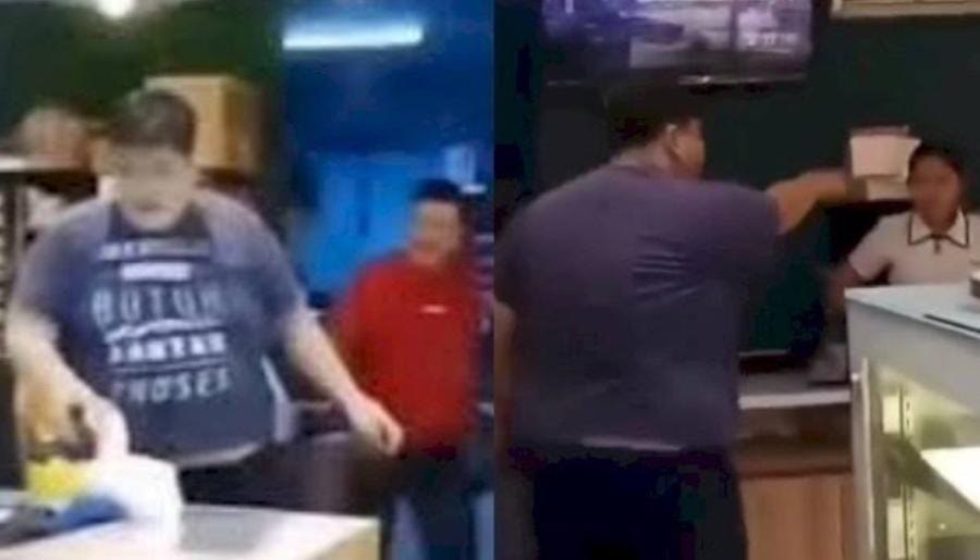 George Sugama Halim saat lempar kursi ke karyawan toko