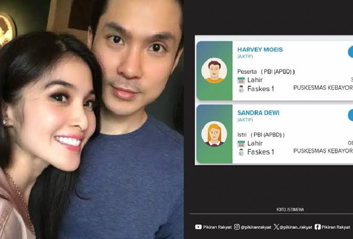 Kolase Sandra Dewi dan Harvey Mois dan keterangan BPJS Kesehatan milik keduanya