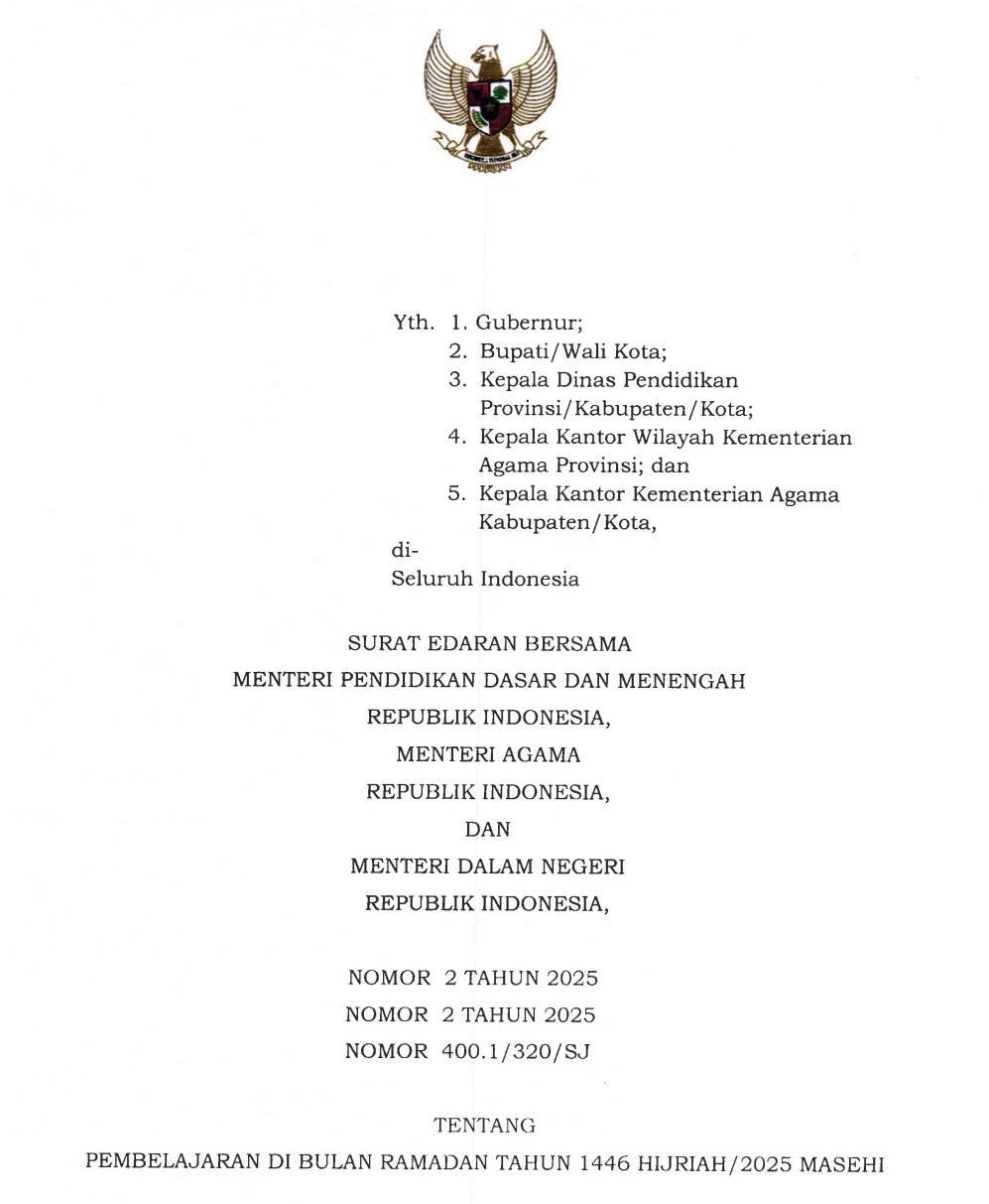 Surat edaran resmi libur puasa