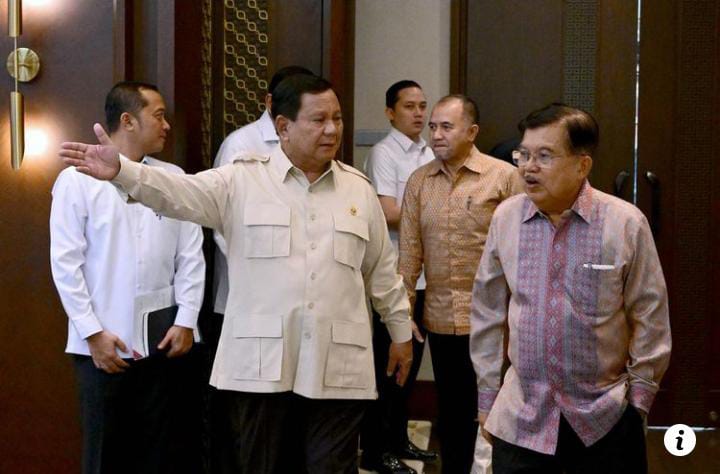 Presiden Prabowo Subianto saat menerima Jusuf Kalla di Istana Negara