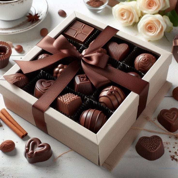Ilustrasi cokelat Hari Valentine.