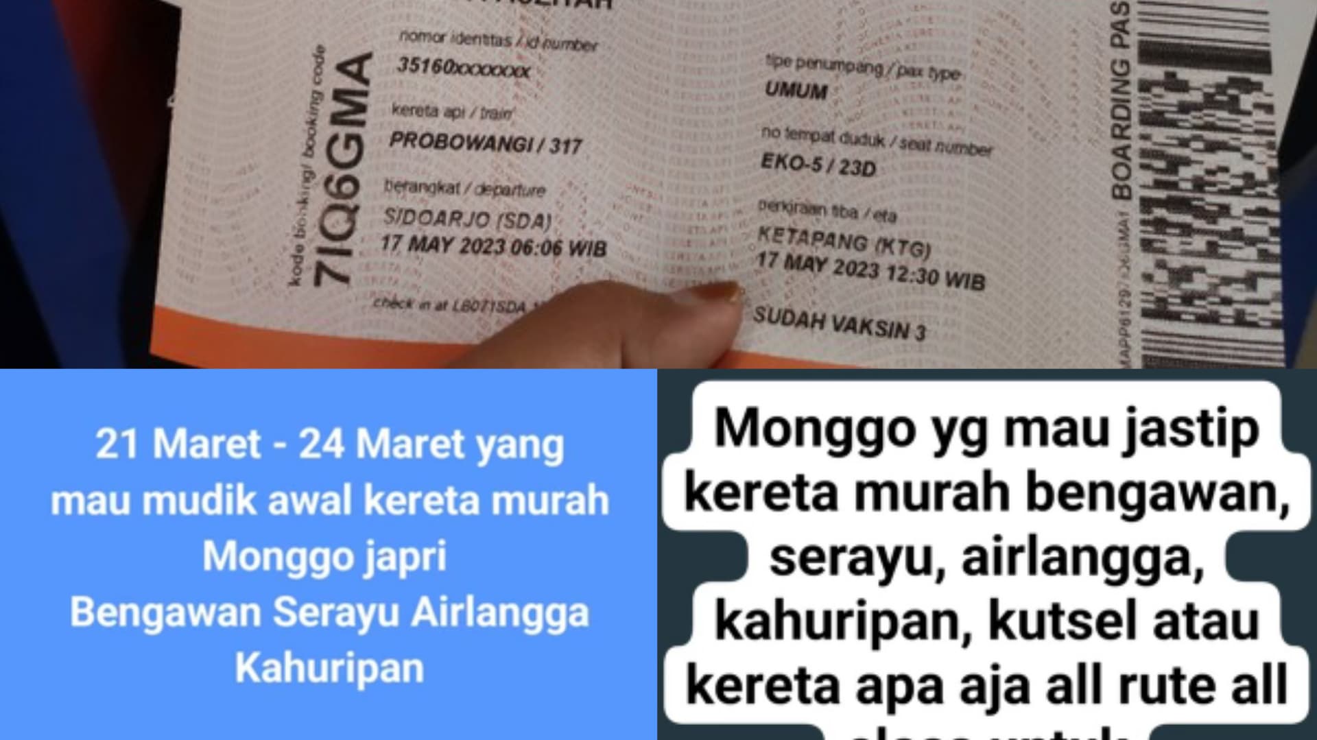 Calo war tiket mudik lebaran 2025