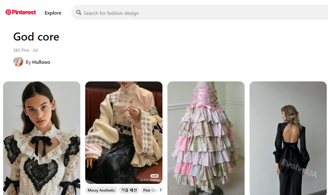 Ilustrasi fashion God Core yang ada di Pinterest.