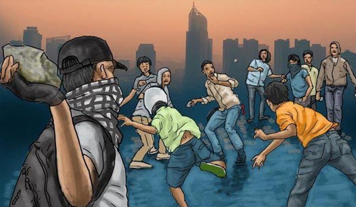 Ilustrasi tawuran.