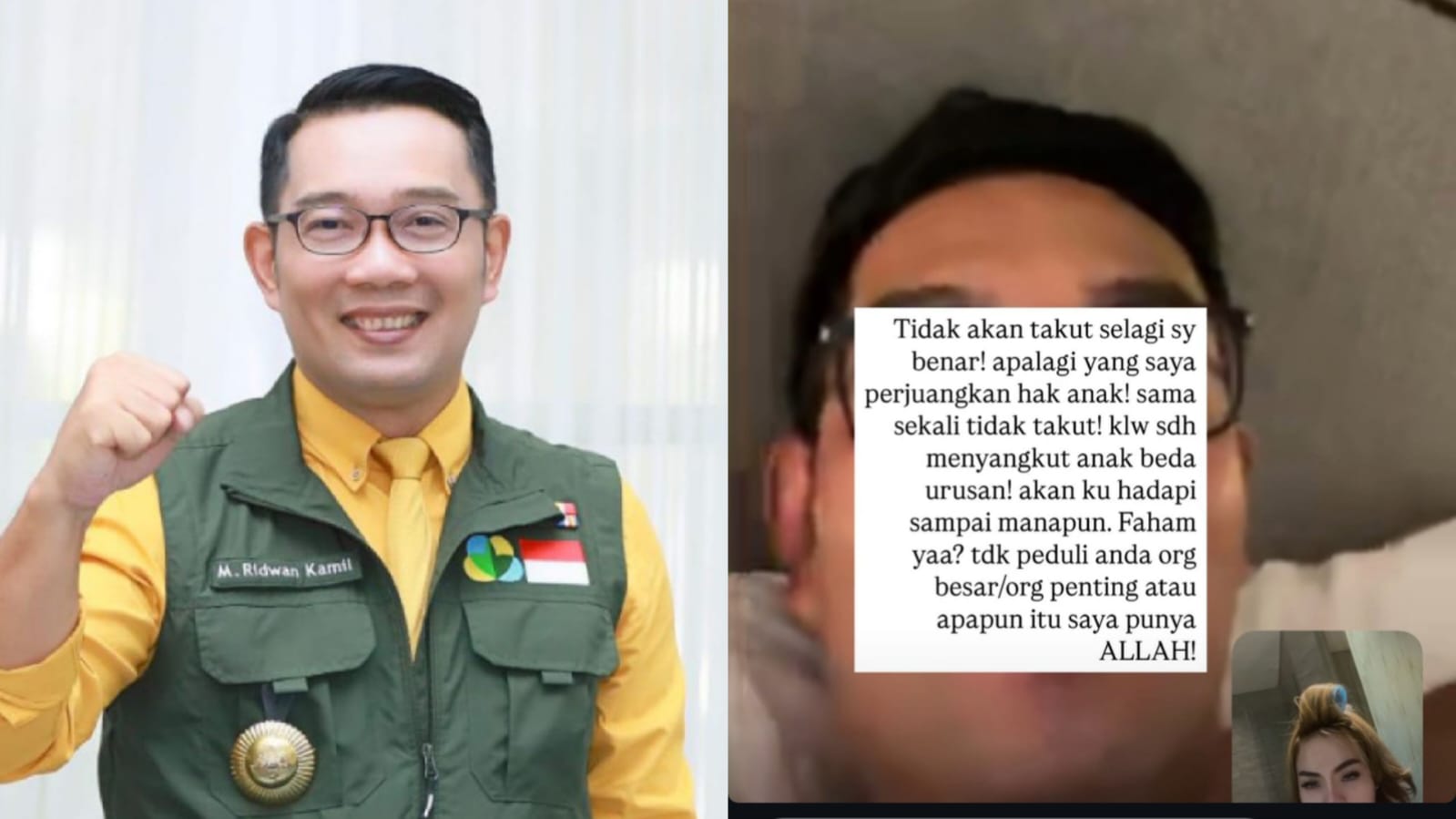 Potret postingan Lisa Mariana yang mengungkap kasus perselingkuhan dirinya dengan seseorang yang diduga Ridwan Kamil.