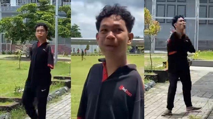 Agus saat sedang makan roti di Lapas Kelas IIA Kuripan, Kabupaten Lombok Barat