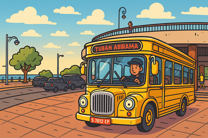Karikatur Si Mas Ganteng saat parkir di Tuban Abirama.