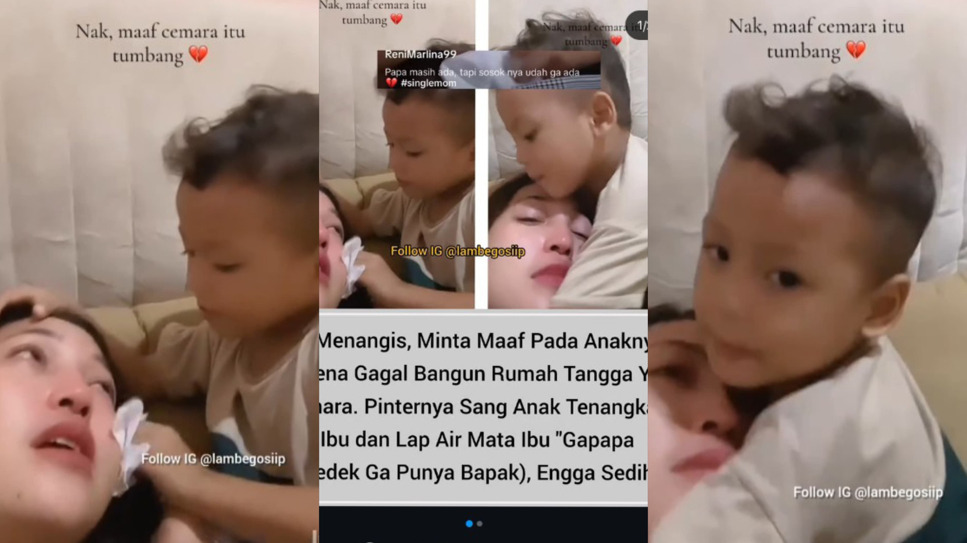Anak yang beriikan pelukan setelah ibunya bercerai