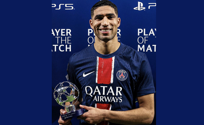 Achraf Hakimi menerima predikat Man of the Match pada laga PSG-Arsenal.