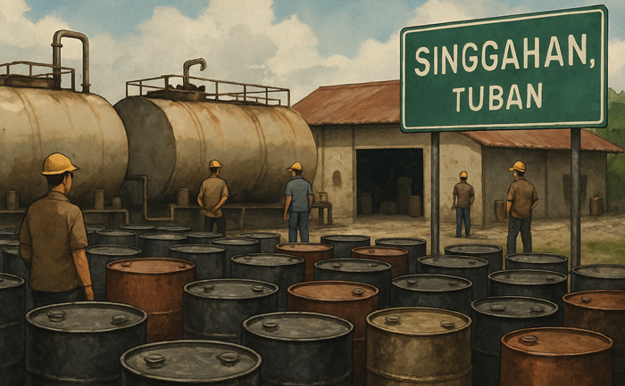 Ilustrasi penimbunan bahan bakar minyak di Kecamatan Singgahan, Tuban.