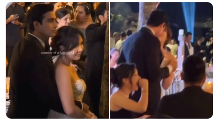 Momen Gisel dan Cinta Brian saat menghadiri pernikahan Luna Maya yang diunggah warganet X.