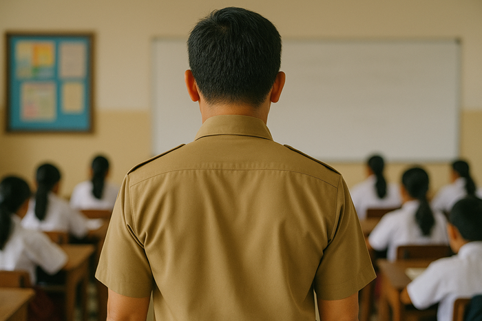 Ilustrasi guru PNS SDN Parangbatu 1 Parengan Tuban yang jadi atensi karena bolos tiga tahun.