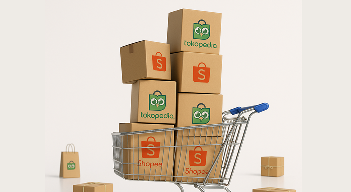 Shopee dan Tokopedia, dua toko online yang banyak digunakan oleh masyarakat Indonesia.