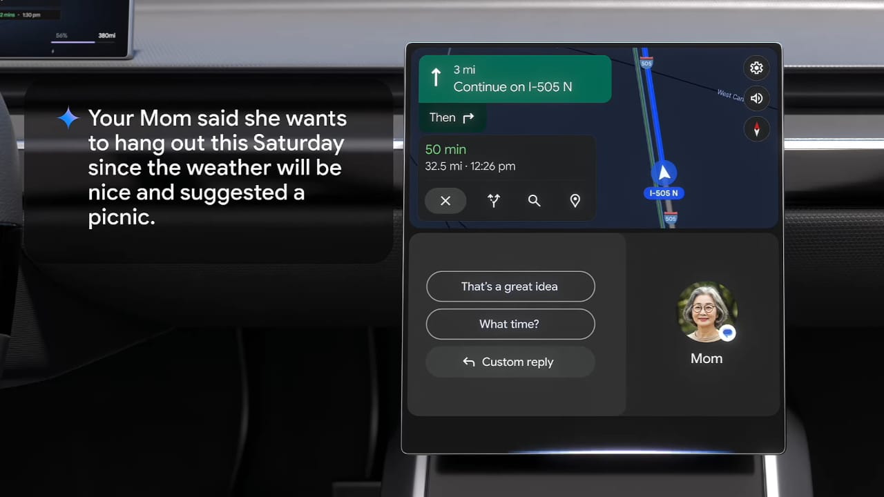 Ilustrasi Gemini pada Android Auto.