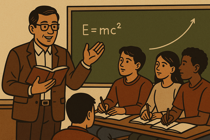 Ilustrasi dosen yang tengah mengajar
