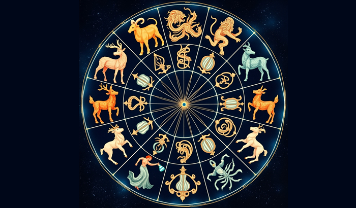 Ilustrasi simbol-simbol zodiak.