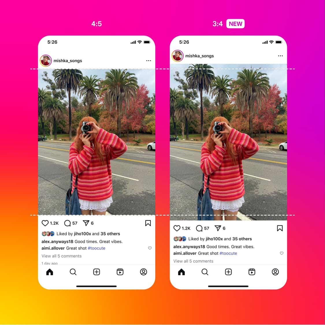 Instagram tambahkan rasio gambar 3:4 di feed