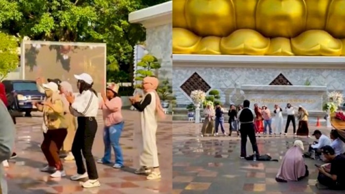 Video warga negara Indonesia yang joged di area Wat Paknam Bhasicharoen