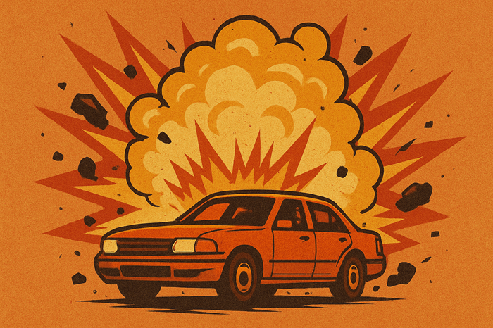 Ilustrasi ledakan mobil