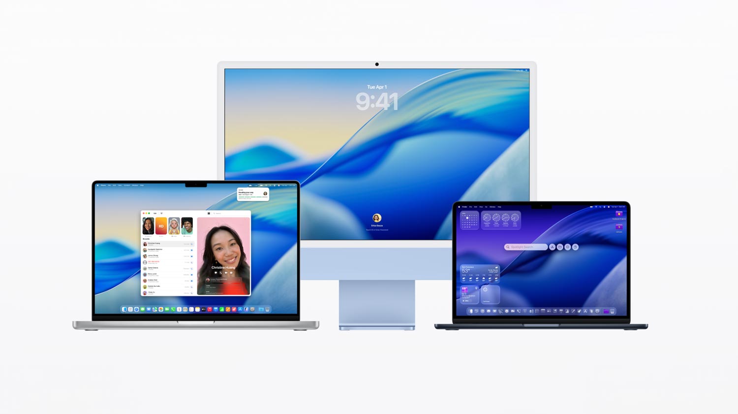 ILustrasi tampilan MacOS Tahoe dibeberapa perangkat Mac Apple.