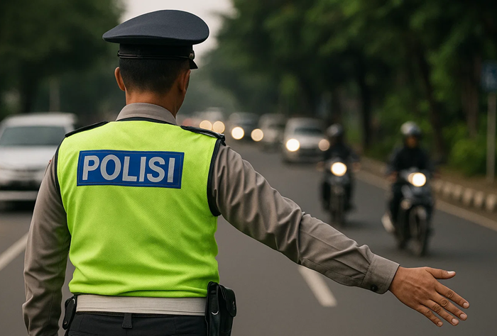 Ilustrasi polisi lalu lintas.