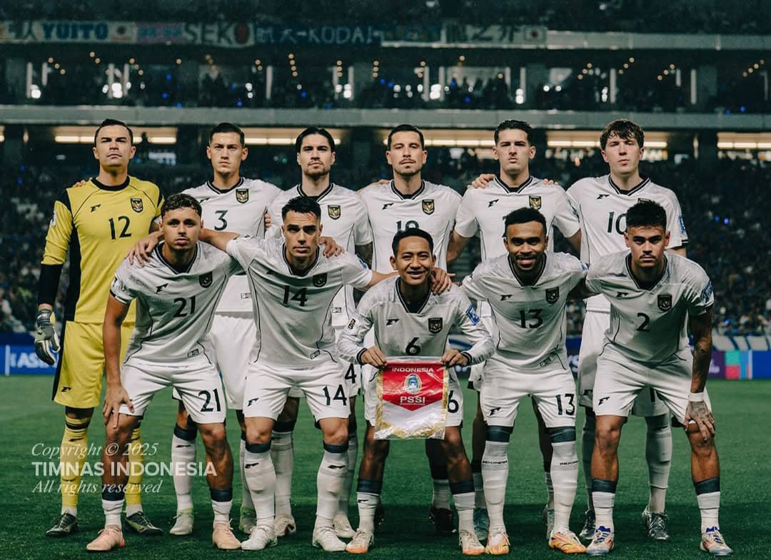 Timnas Indonesia saat menghadapi Jepang di Round 3 Kualifikasi Piala Dunia 2026.