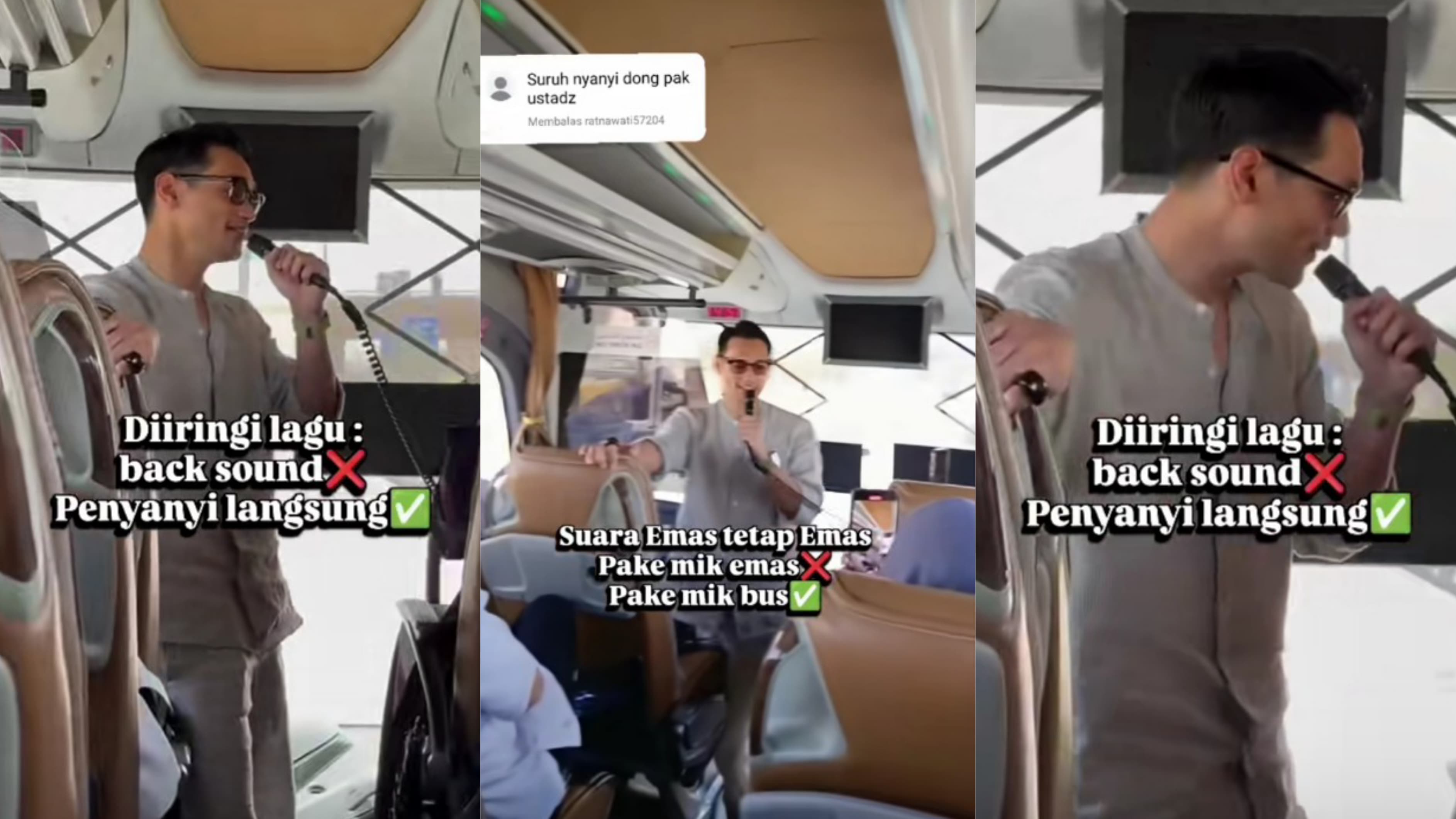 Afgan nyanyi dengan mic bus di tengah rombongan haji.