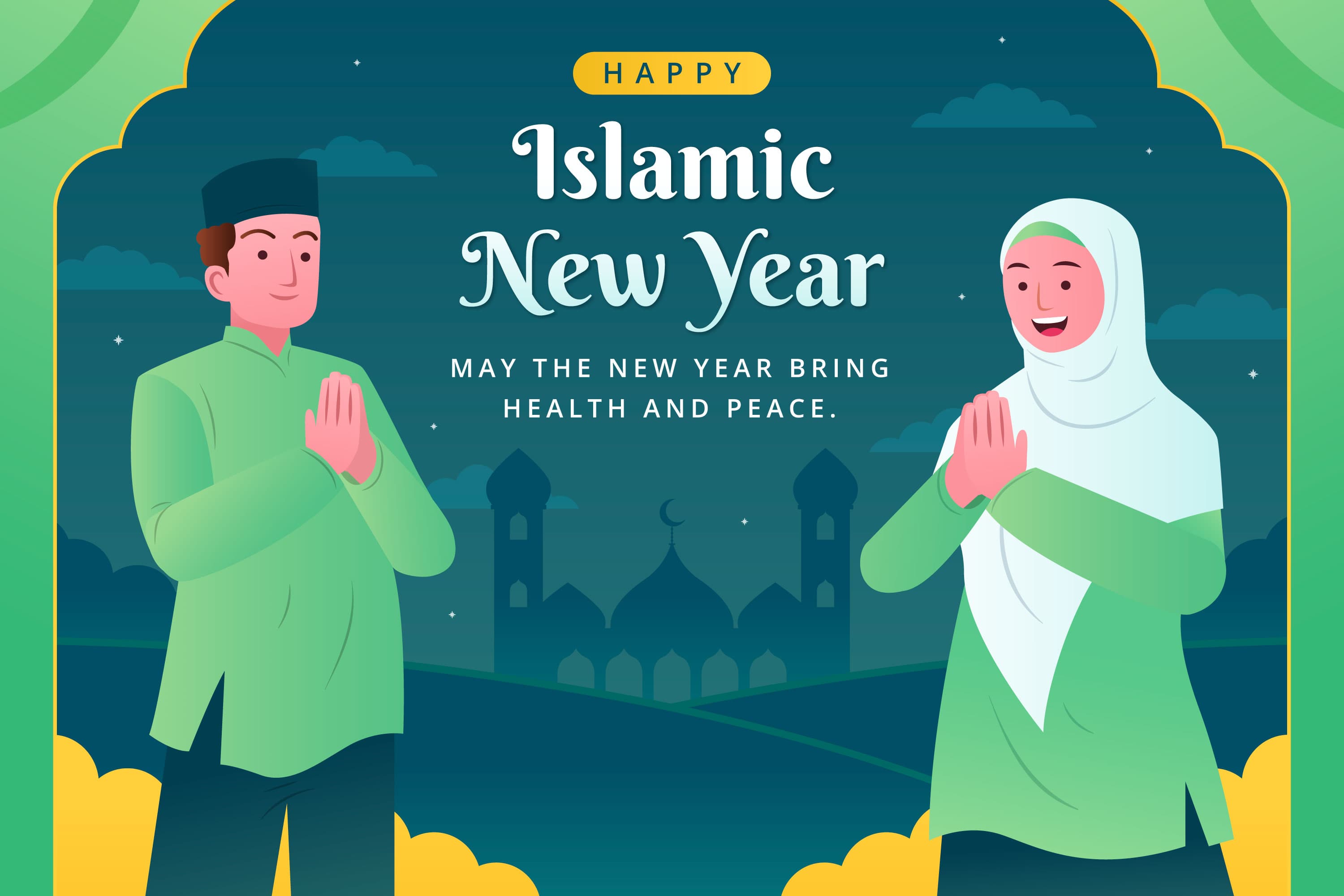 Ilustrasi ucapan selamat tahun Baru Islam.