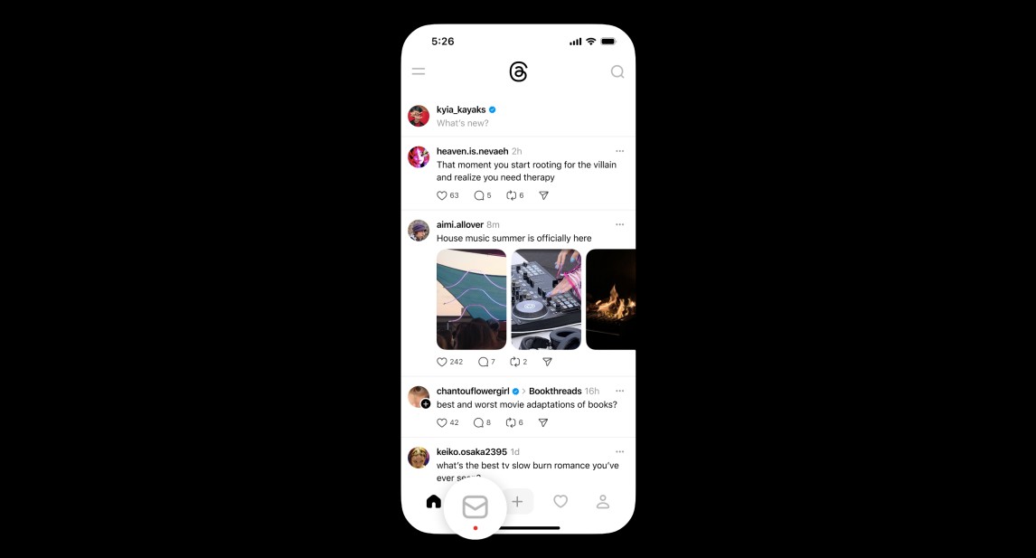 Threads yang mulai melakukan uji coba fitur DM.