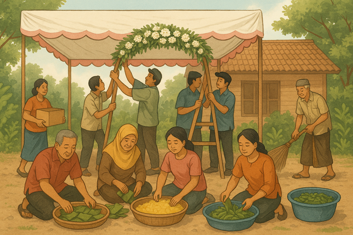 Landang di Tuban adalah simbol budaya bantu-membantu saat hajatan